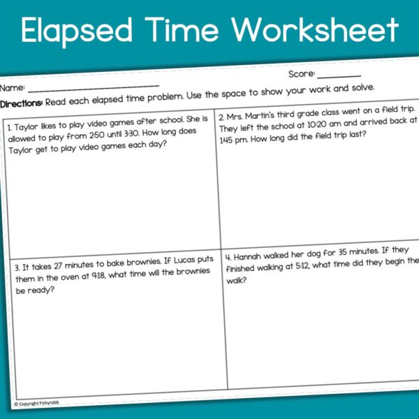 elapsed time word problems worksheet